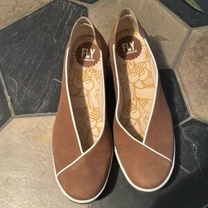 Fly London Brown Suede Wedge Shoes